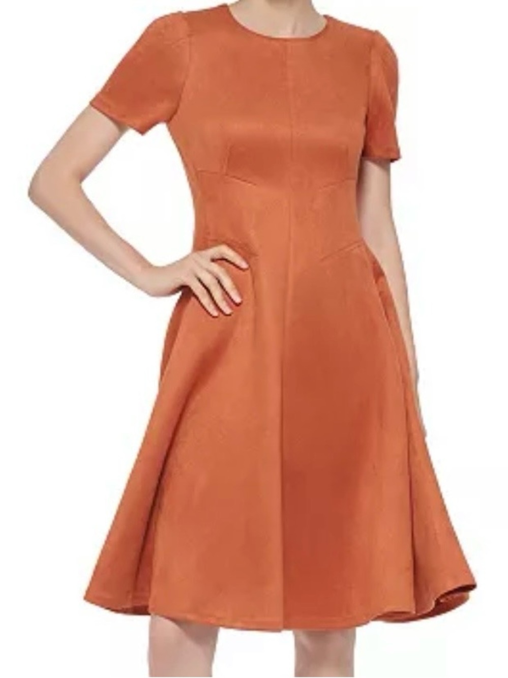 Calvin Klein Rust Orange Midi A-Line Dress Women’s
